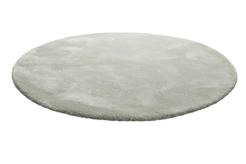 Teppich Rund Hellgrau Grün Hochflor "Pisa" Homie Living