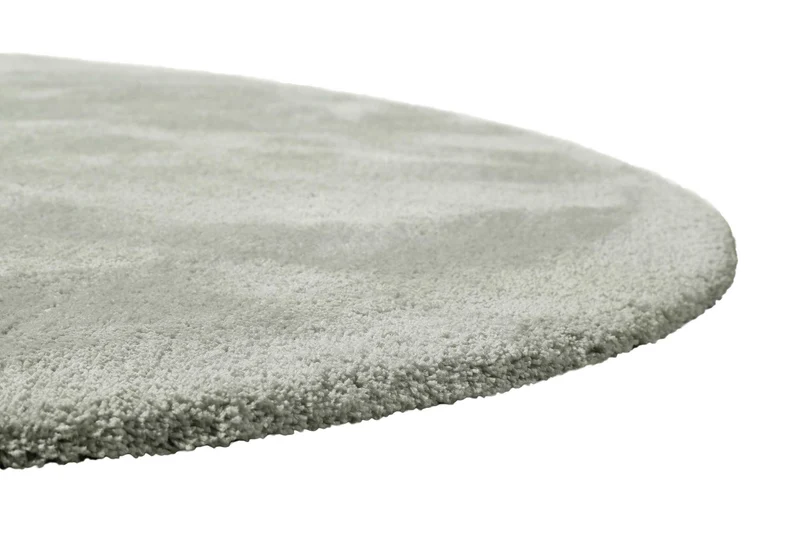 Teppich Rund Hellgrau Grün Hochflor "Pisa" Homie Living