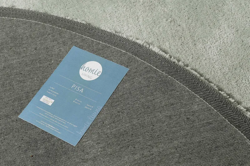 Teppich Rund Hellgrau Grün Hochflor "Pisa" Homie Living