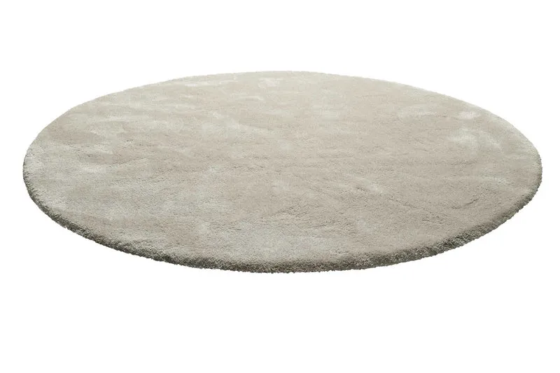 Teppich Rund Hellgrau Creme Hochflor "Pisa" Homie Living