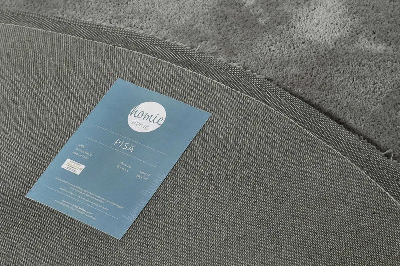 Teppich Rund Grau Hochflor "Pisa" Homie Living