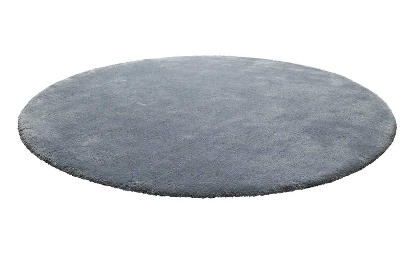 Teppich Rund Grau Blau Hochflor "Pisa" Homie Living