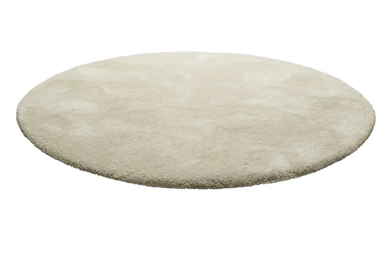 Teppich Rund Creme Beige meliert Hochflor "Pisa" Homie Living