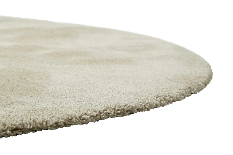 Teppich Rund Creme Beige meliert Hochflor "Pisa" Homie Living