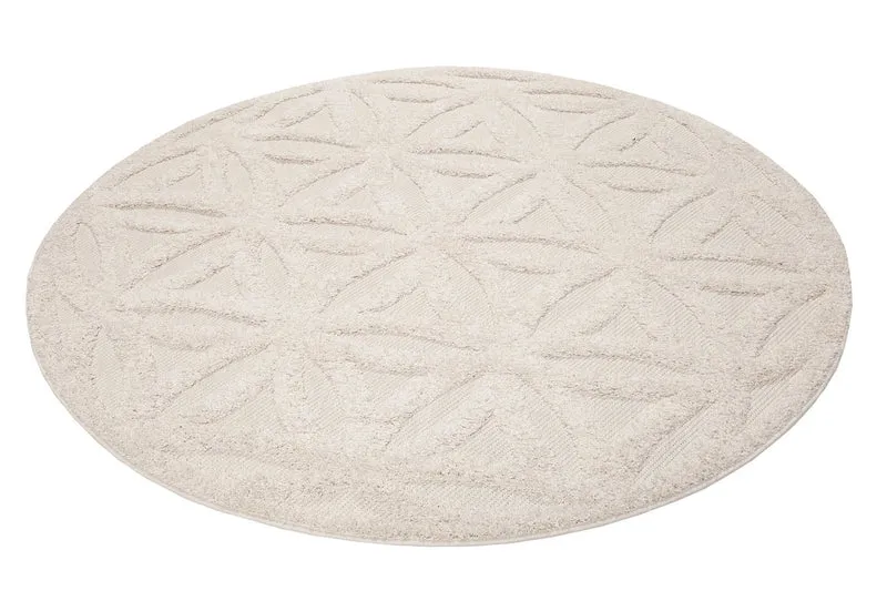 Esprit Teppich In- und Outdoor Rund Creme Beige "Shake"