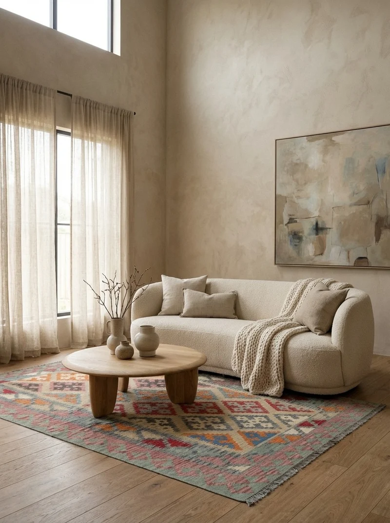 Kelim Gashgai · Handgewebt – Beige, 263x180 cm
