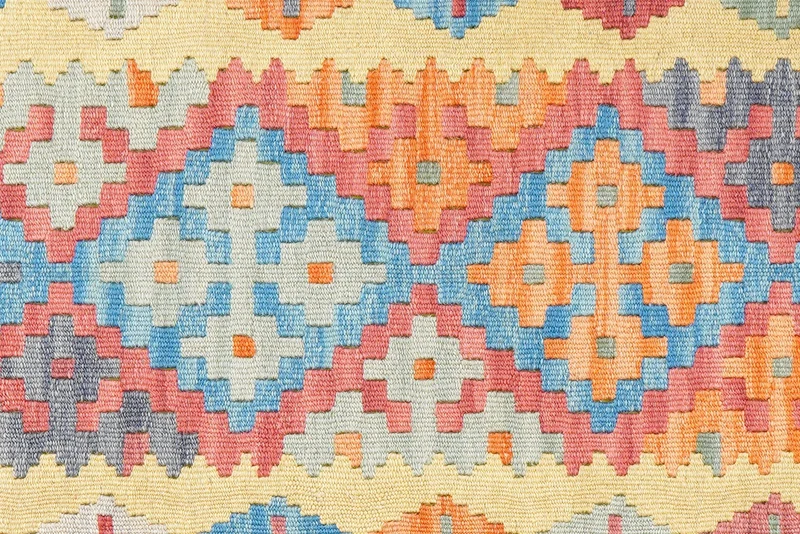 Kelim Gashgai · Handgewebt – Gelb, 252x85 cm