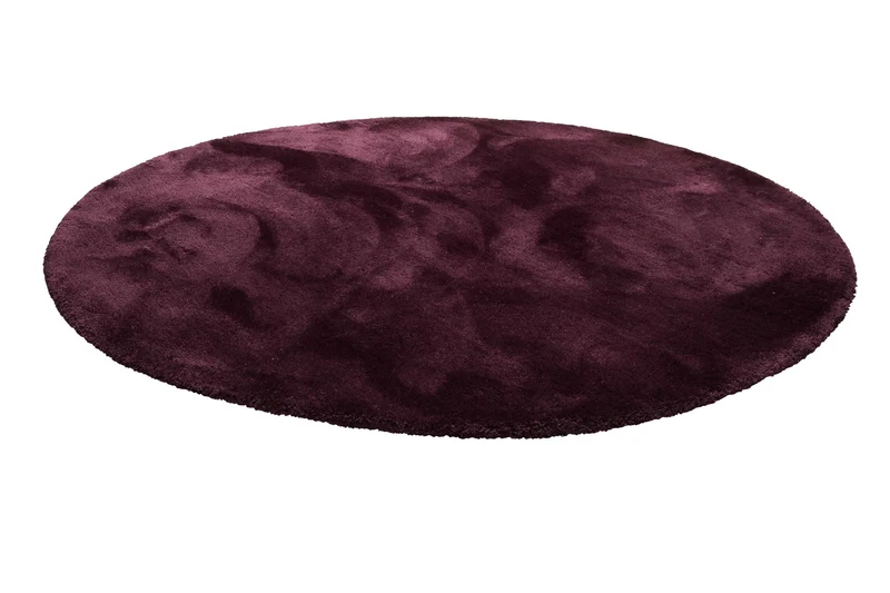 Teppich Rund Bordeaux Rot Hochflor "Pisa" Homie Living