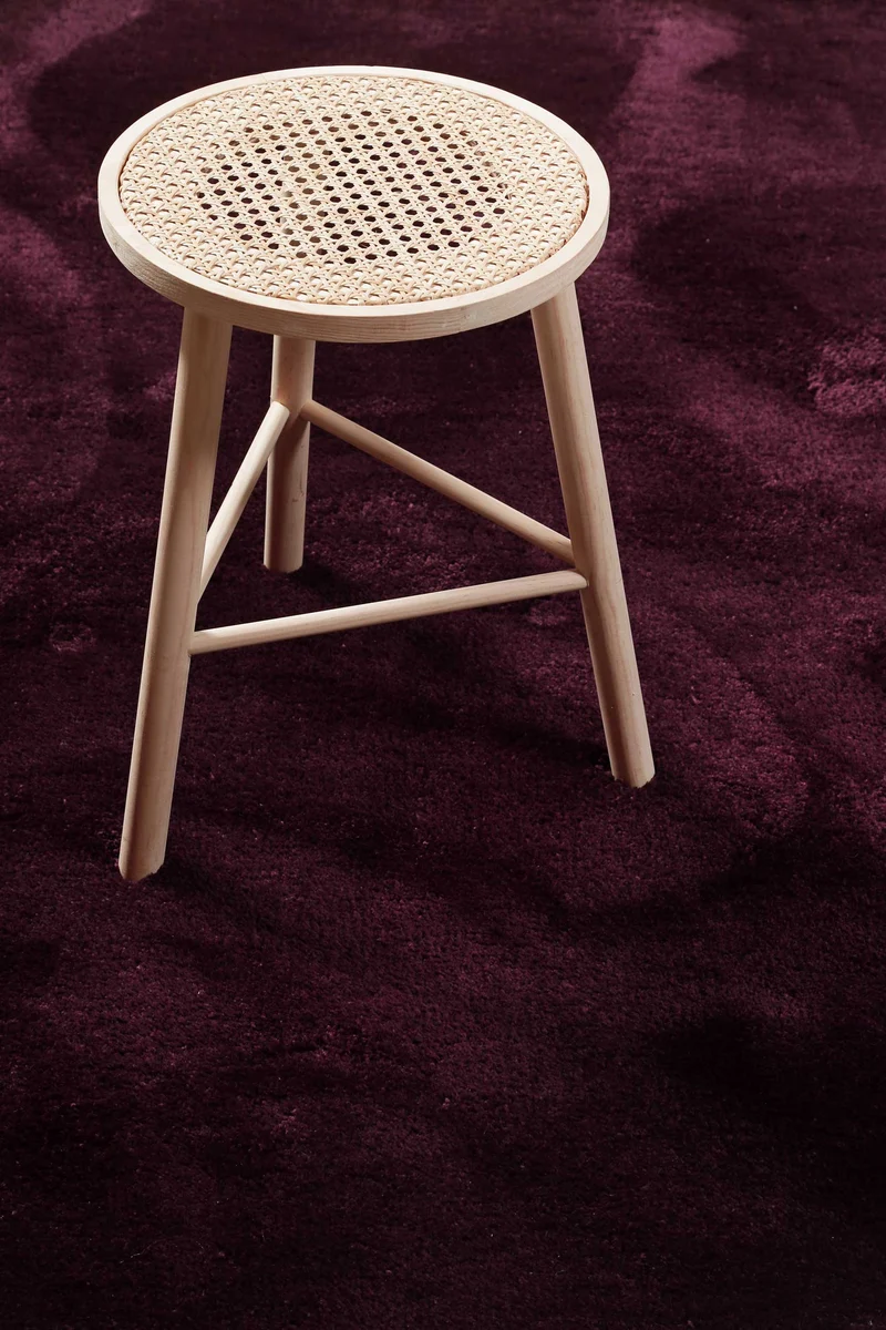 Teppich Rund Bordeaux Rot Hochflor "Pisa" Homie Living