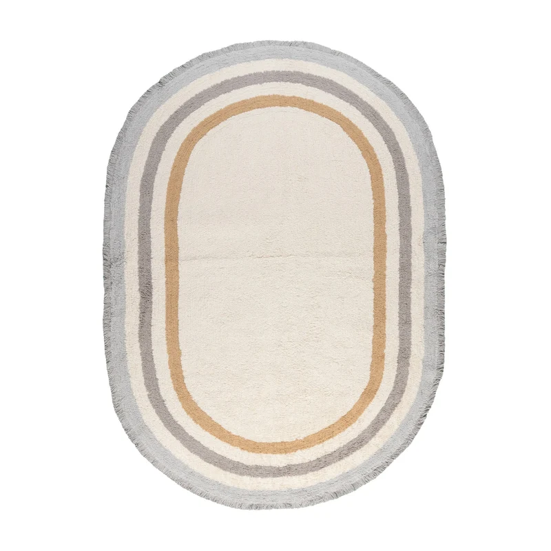 Waschbarer Kinderteppich Oval - Milo Grau