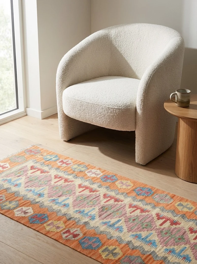 Kelim Gashgai · Handgewebt – Beige, 198x85 cm