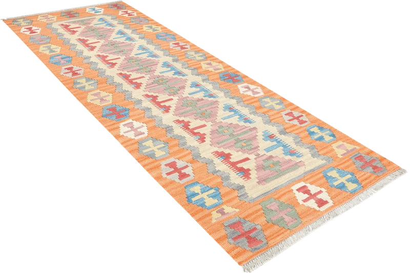 Kelim Gashgai · Handgewebt – Beige, 198x85 cm