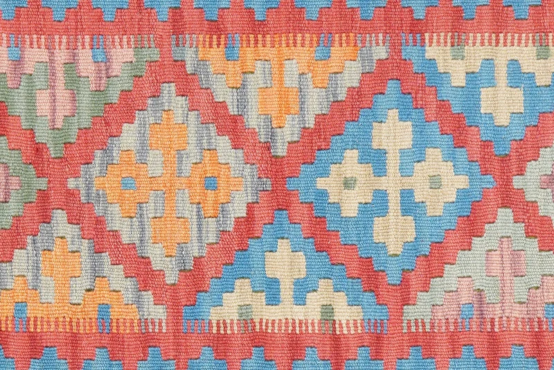 Kelim Gashgai · Handgewebt – Rot, 196x59 cm