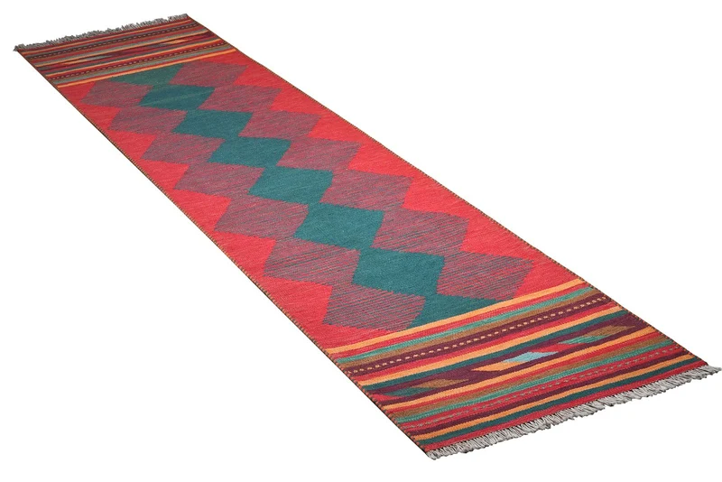 Kelim Gashgai · Handgewebt – Bunt, 295x79 cm