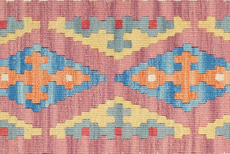 Kelim Gashgai · Handgewebt – Rosa, 245x63 cm