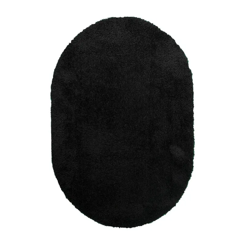 Shaggy Teppich Oval - Blaze Schwarz