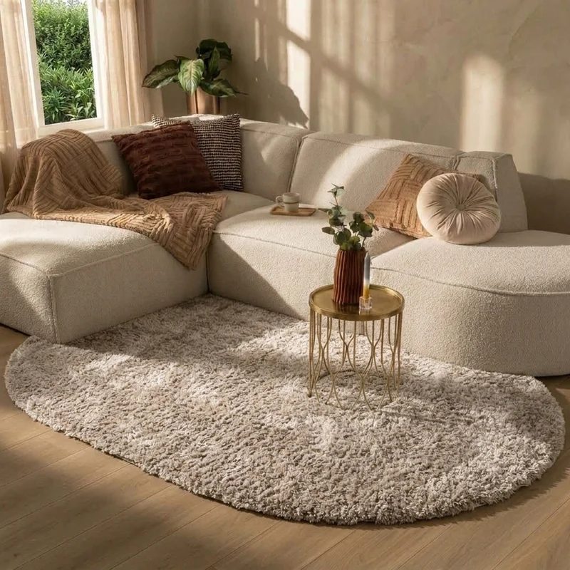 Shaggy Teppich Oval - Blaze Beige Grau