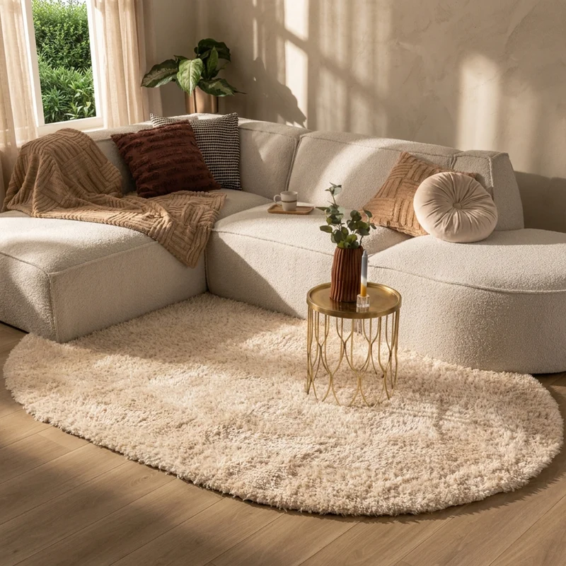Shaggy Teppich Oval - Blaze Beige