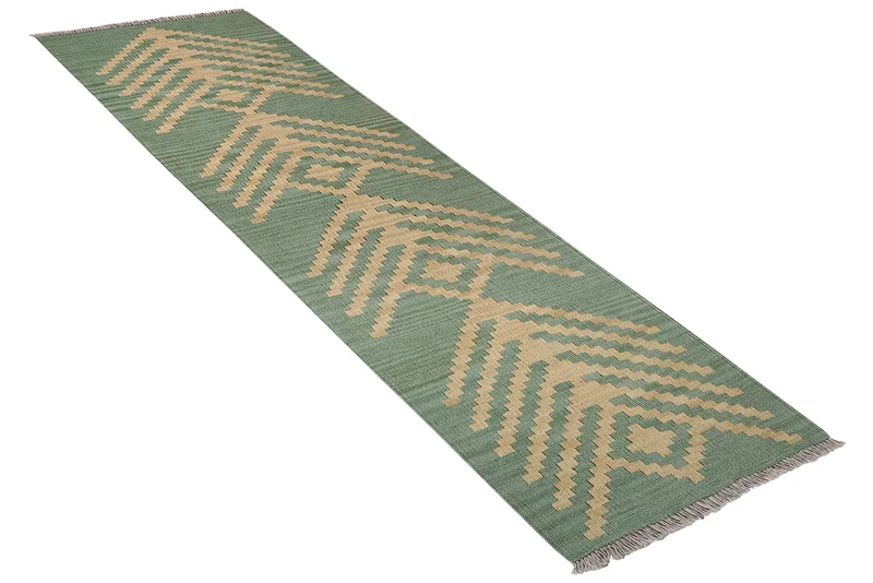 Kelim Gashgai · Handgewebt – Grün, 190x57 cm