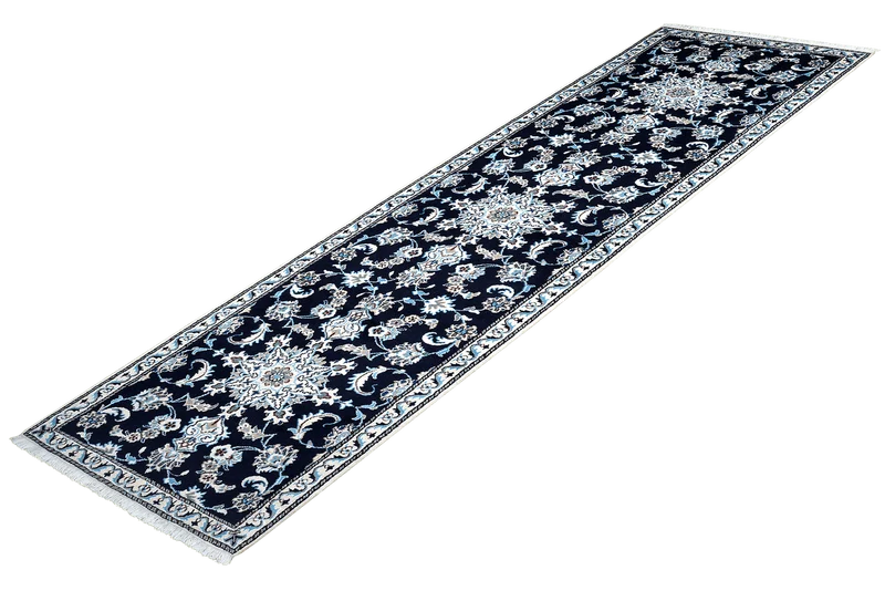 Nain 12La · Handgeknüpft – Blau, 293x75 cm
