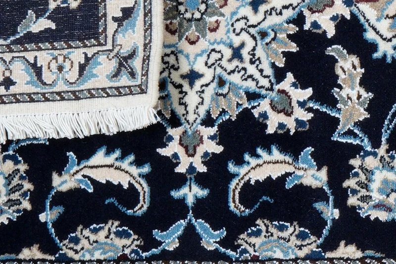 Nain 12La · Handgeknüpft – Blau, 293x75 cm