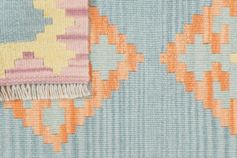 Kelim Gashgai · Handgewebt – Blau, 194x57 cm