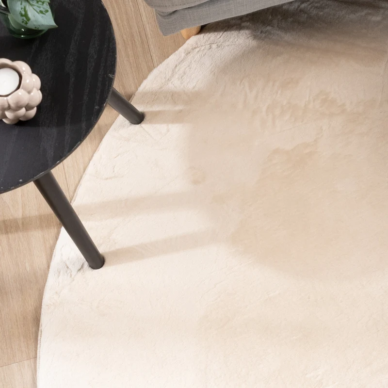 Flauschiger Teppich Oval - Cozy Creme