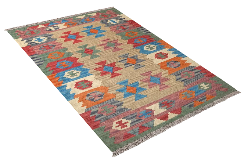 Kelim Gashgai · Handgewebt – Beige, 147x104 cm