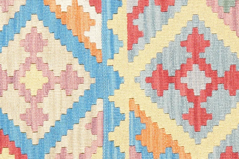 Kelim Gashgai · Handgewebt – Blau, 247x62 cm