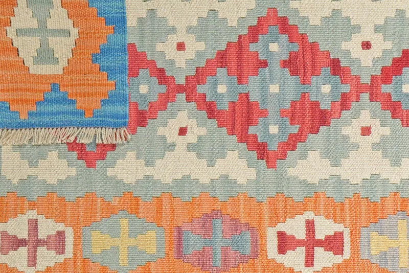Kelim Gashgai · Handgewebt – Grün, 287x84 cm