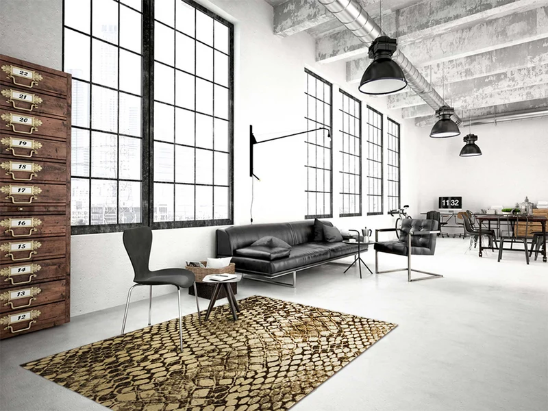Teppich Beige Braun Kurzflor "Snake" WECONhome