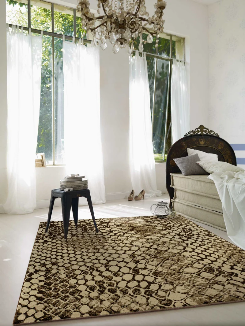 Teppich Beige Braun Kurzflor "Snake" WECONhome
