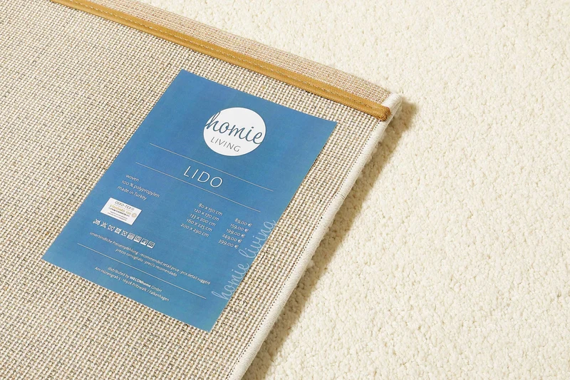 Teppich Creme Weiß Kurzflor "Lido" Homie Living