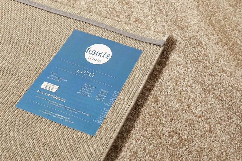 Teppich Sand Beige Kurzflor "Lido" Homie Living