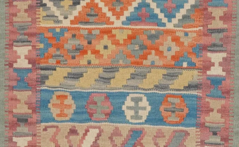 Kelim Gashgai · Handgewebt – Bunt, 421x85 cm