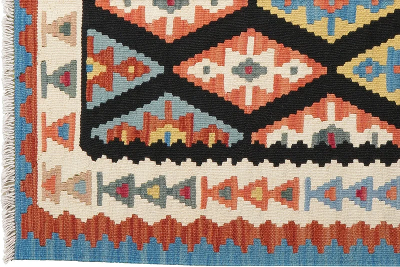 Kelim Gashgai · Handgewebt – Schwarz, 148x106 cm