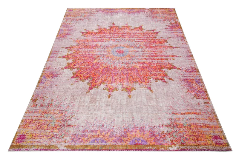 Vintage Teppich Beige Lila Gelb Blau "Sunkissed" WECONhome