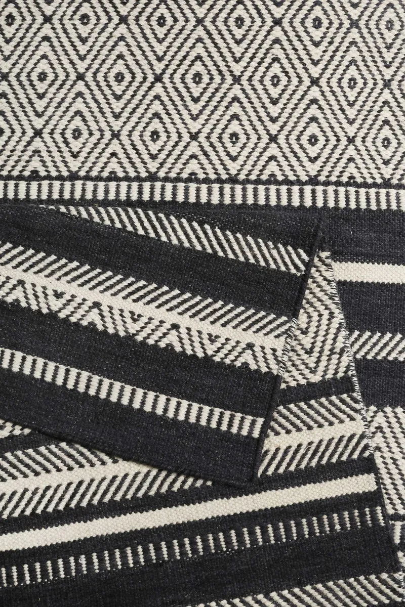Esprit Kelim Teppich Schwarz Beige aus Wolle "Hudson"