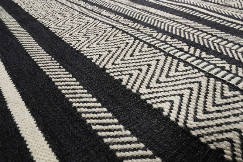 Esprit Kelim Teppich Schwarz Beige aus Wolle "Hudson"