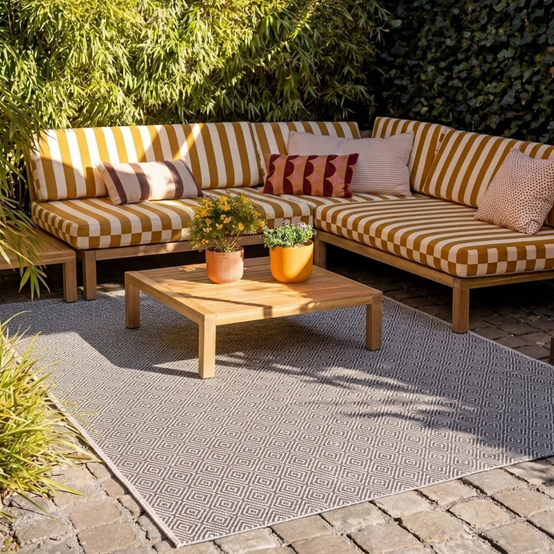 In- & Outdoor Teppich - Summer Tile Grau