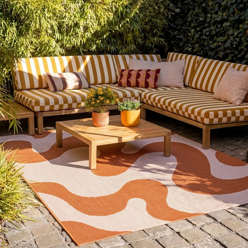 In- & Outdoor Teppich - Summer Swirl Terracotta