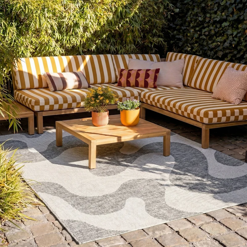 In- & Outdoor Teppich - Summer Swirl Grau