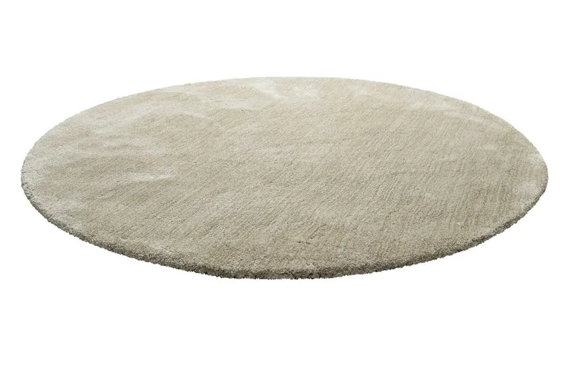 Teppich Rund Beige Sand meliert Hochflor "Pisa" Homie Living