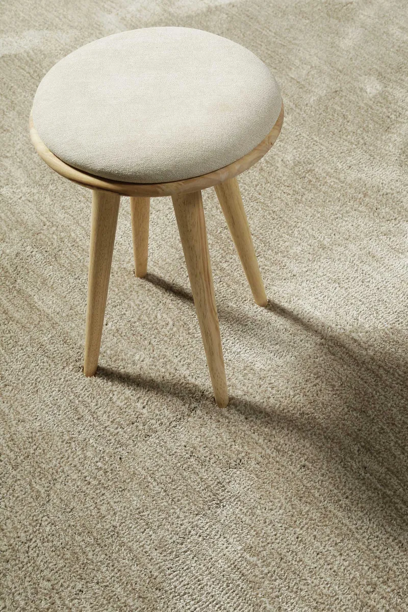 Teppich Rund Beige Sand meliert Hochflor "Pisa" Homie Living