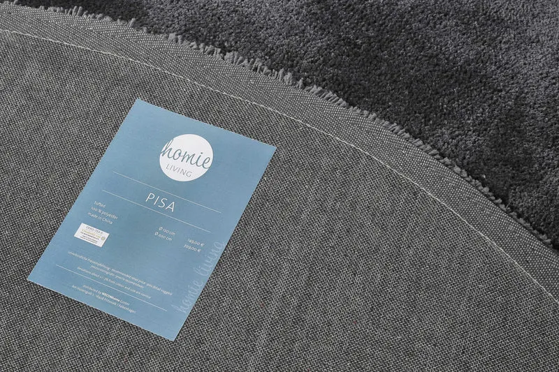 Teppich Rund Anthrazit Hochflor "Pisa" Homie Living