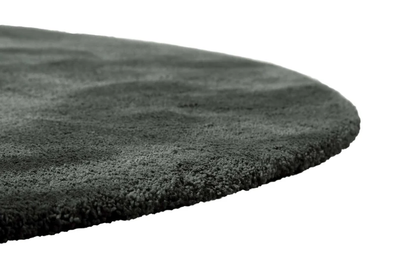 Teppich Rund Anthrazit Grün Hochflor "Pisa" Homie Living