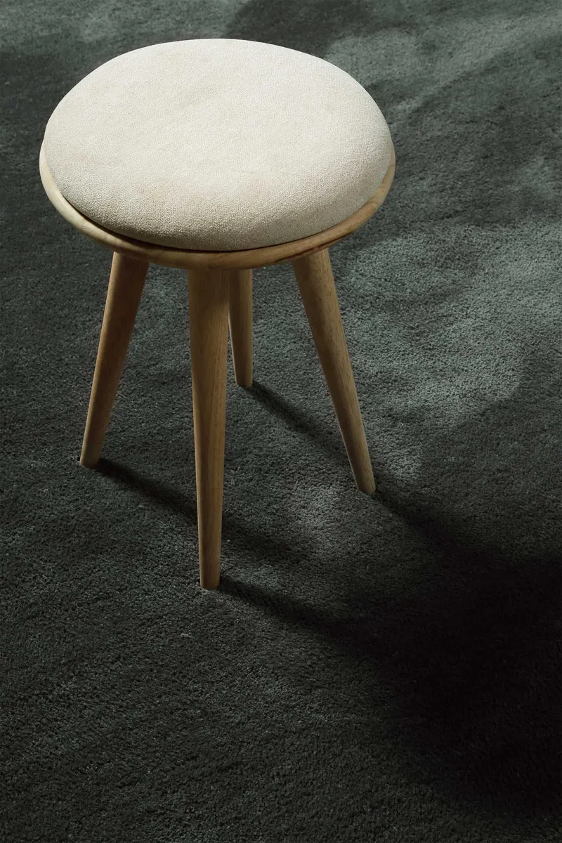 Teppich Rund Anthrazit Grün Hochflor "Pisa" Homie Living