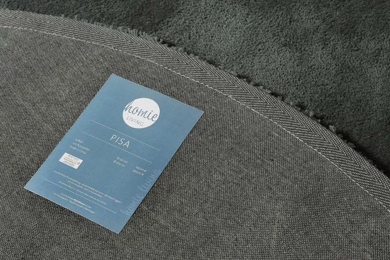 Teppich Rund Anthrazit Grün Hochflor "Pisa" Homie Living