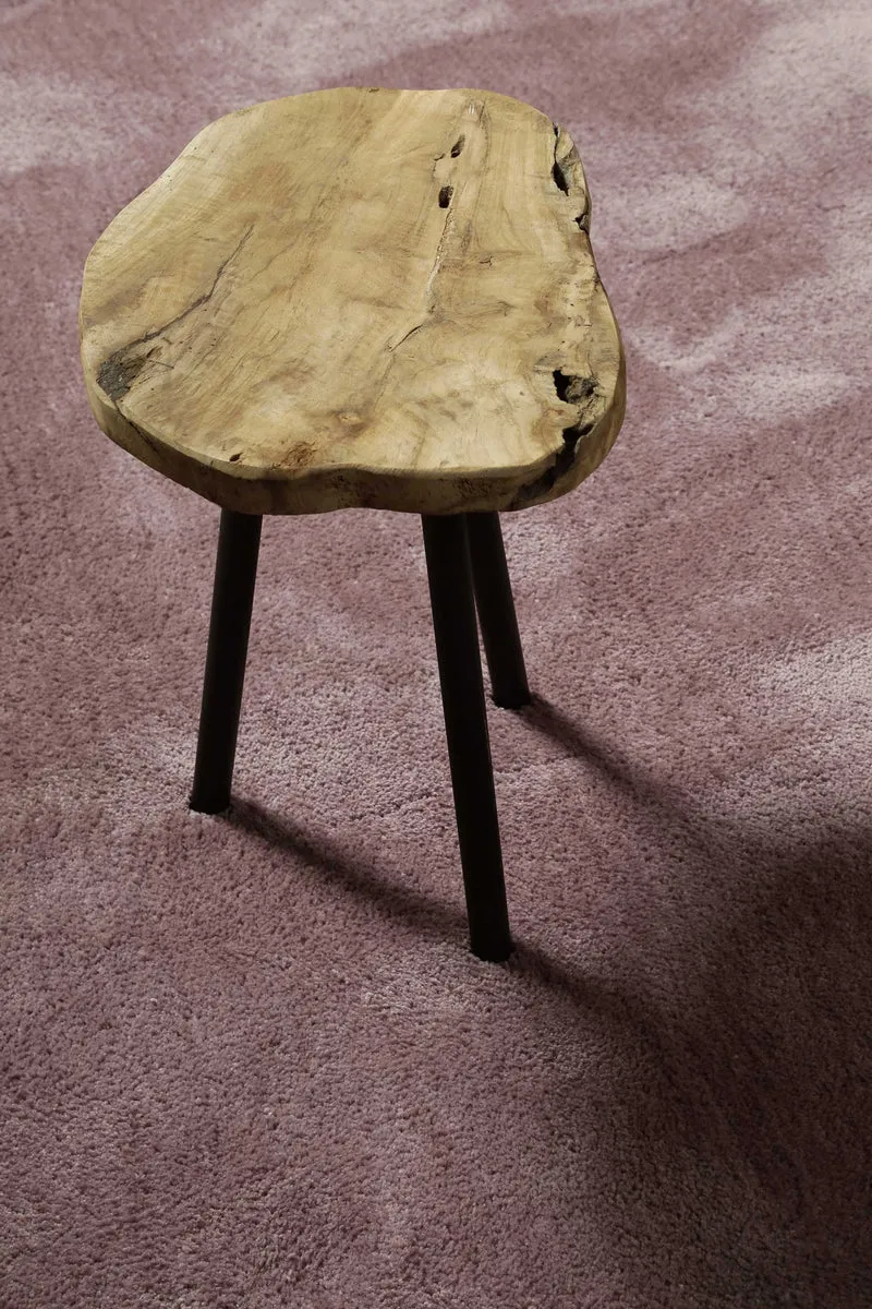 Teppich Rund Altrosa Flieder Hochflor "Pisa" Homie Living