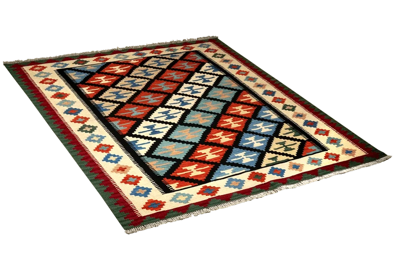 Kelim Gashgai · Handgewebt – Schwarz, 198x158 cm